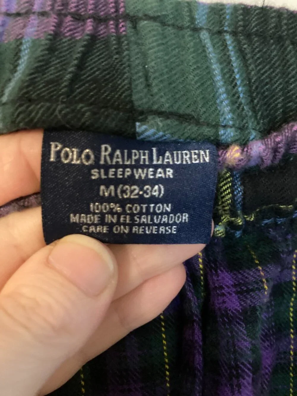 Polo Ralph Lauren Men's Purple Plaid Sleepwear Pajama Pants 100% Cotton - Size M